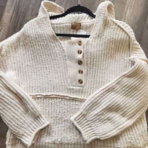 POL Ivory Hooded Knit Sweater